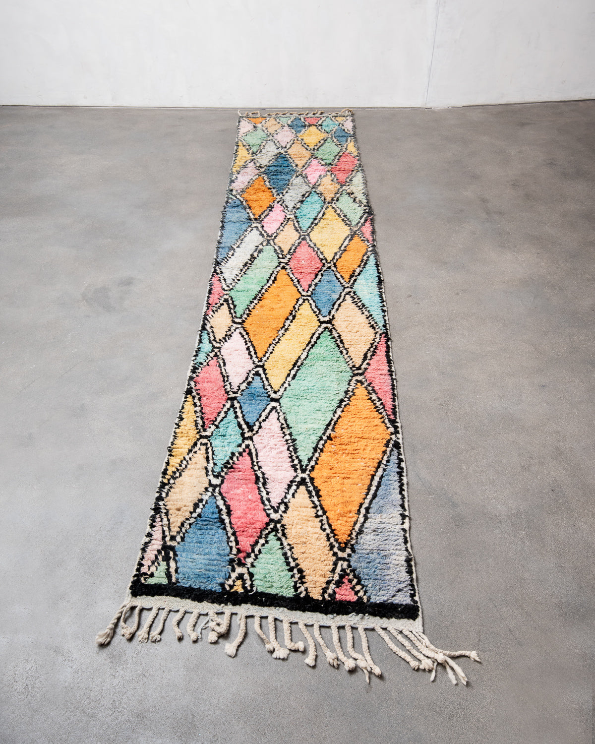 Modern designer handcrafted Berber rug from Morocco. Boujed with beautiful colours and patterns.